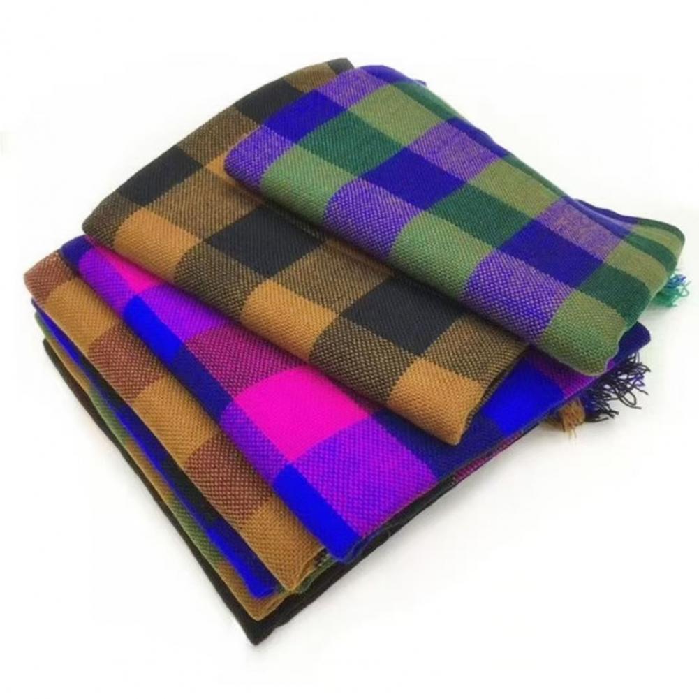 Wool Scarf Men - Syal Rajut Kotak-kotak Motif Plaid dengan