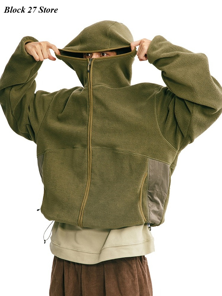 Sherpa Hoodie Fleece - Jaket Hoodie Pria Musim Gugur Musim