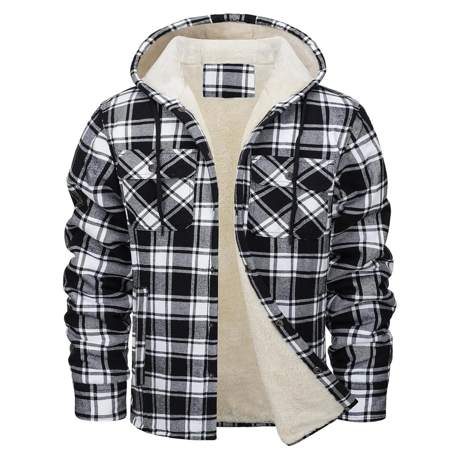 Flannel Shirt Lined - Jaket Berkerudung Flanel Hangat Tebal Mantel