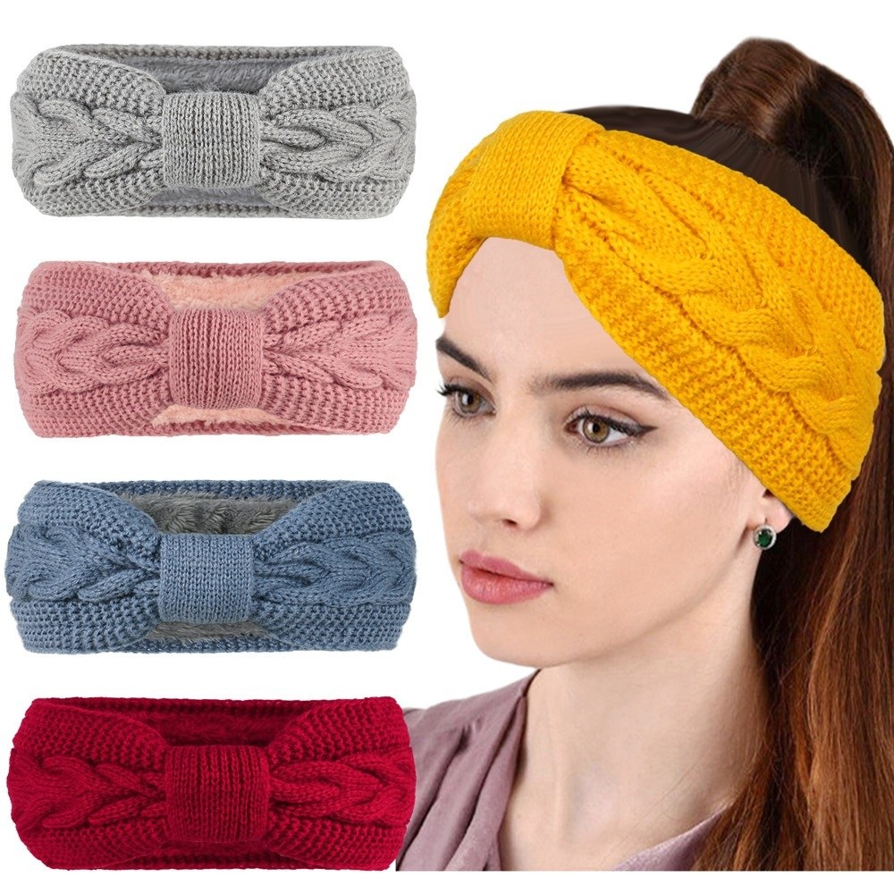 Winter Headband Fleece - Headband Rajut Wanita Musim Dingin, Berlapis