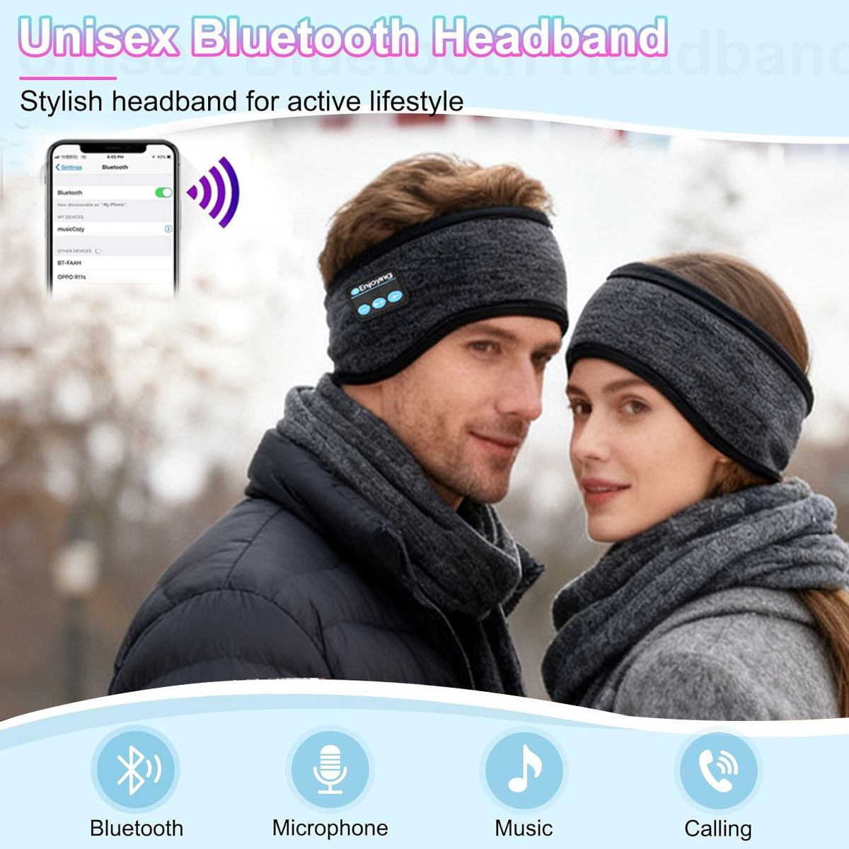 Winter Headband Fleece - Headphone Bluetooth Nirkabel Headband Olahraga Musik