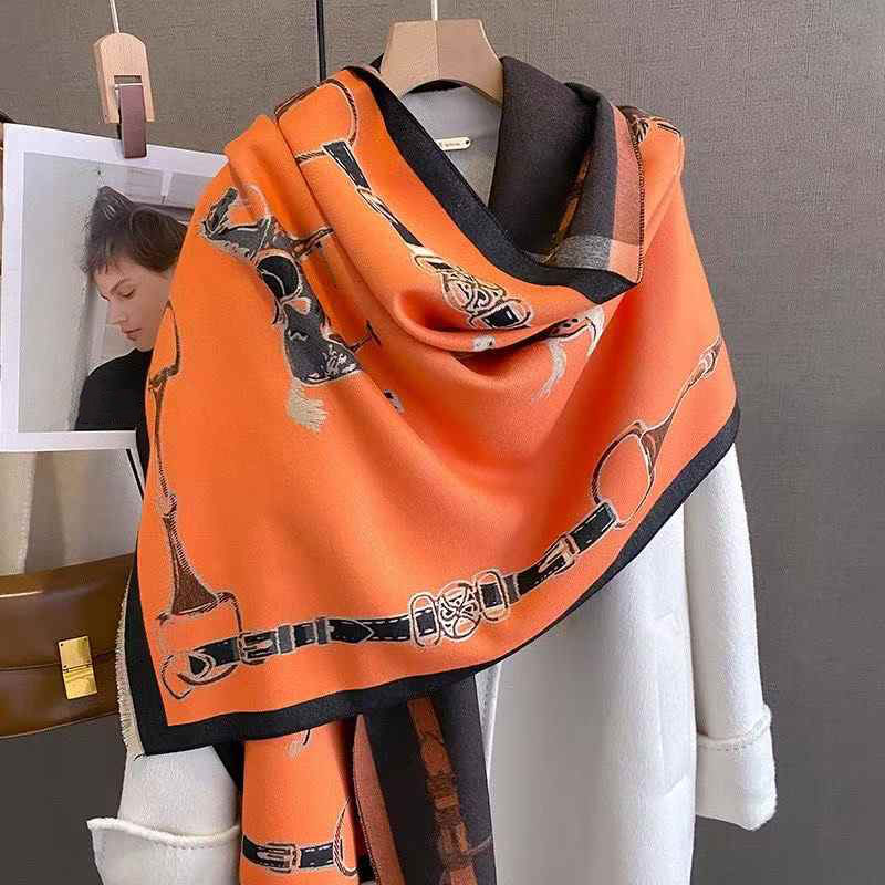 Shawl Wrap Winter - Syal Kasmir Imitasi Retro Rider Horse