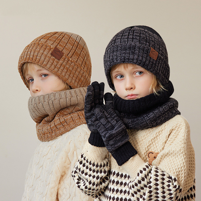 Knit Beanie Hat Warm - 1 Set 4-10Y topi rajut bayi