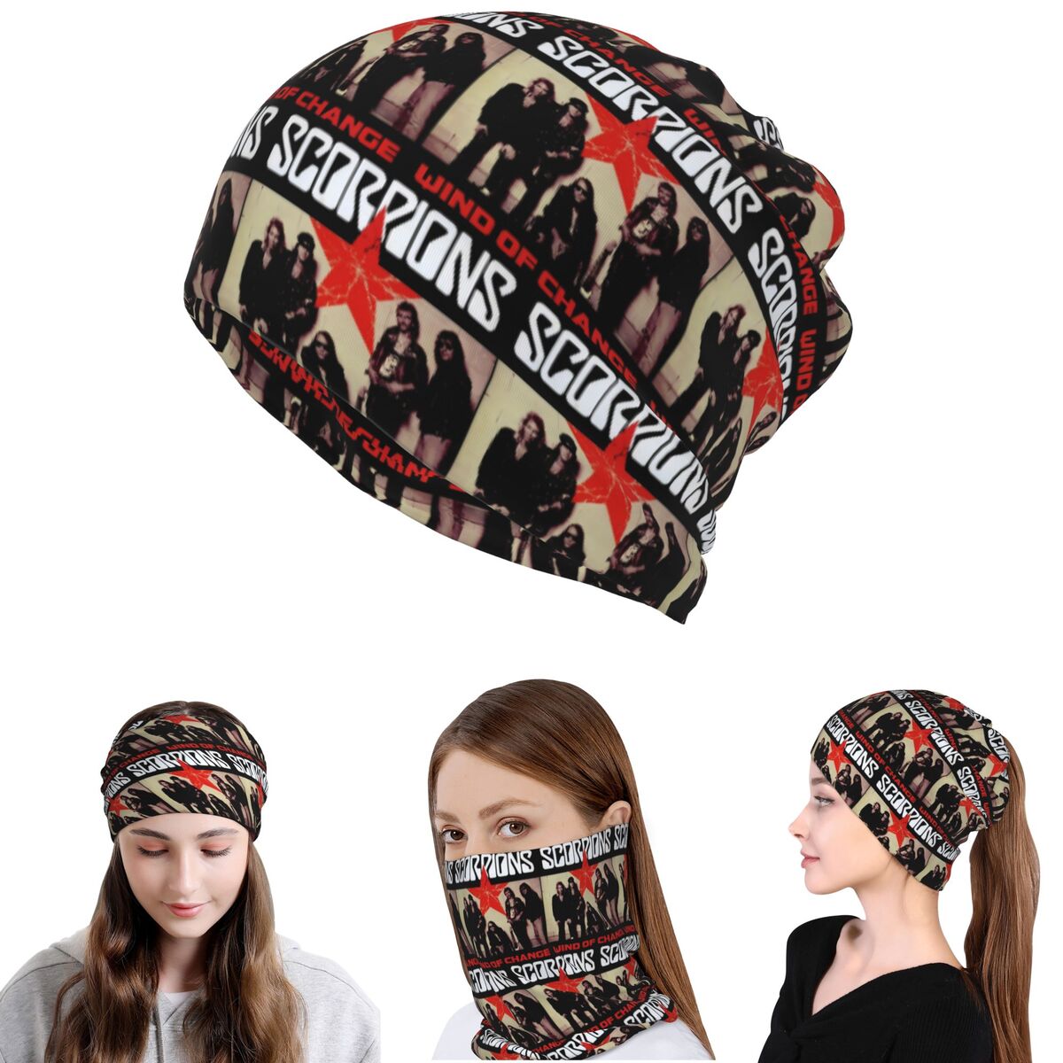 Knit Beanie Hat Warm - Scorpions Band Rock Bandana Penutup Leher