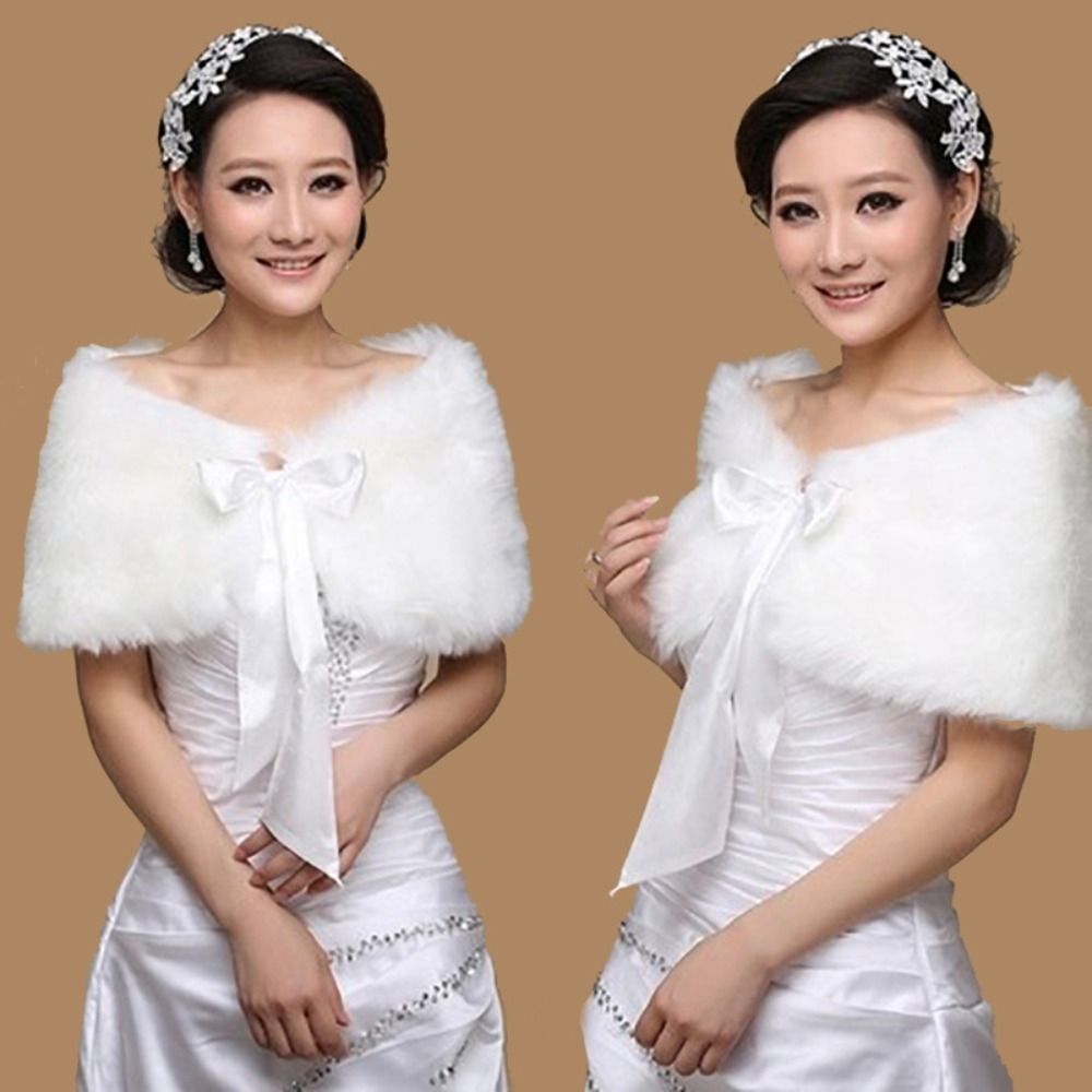Shawl Wrap Winter - Mantel musim dingin selendang bulu putih