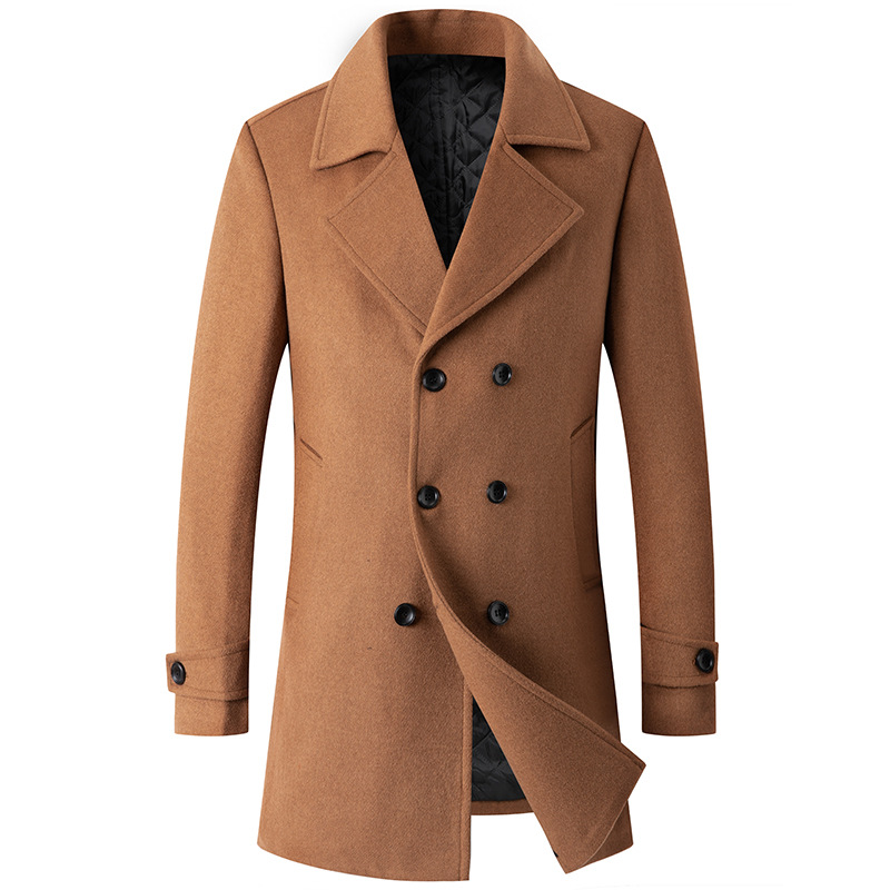 Wool Coat Peacoat - Mantel berkancing dua baris jaket wol