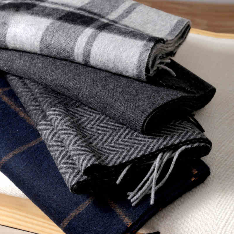 Wool Scarf Men - Syal Pashmina Syal Wol Kotak-kotak Solid