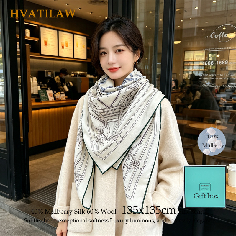 Syal 40% Sutra 60% Wol 135x135 - Shawl Wrap Winter ulasan dan harga