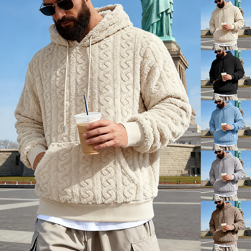 Hoodie Fleece Pria Musim Dingi - Sherpa Hoodie Fleece ulasan dan harga