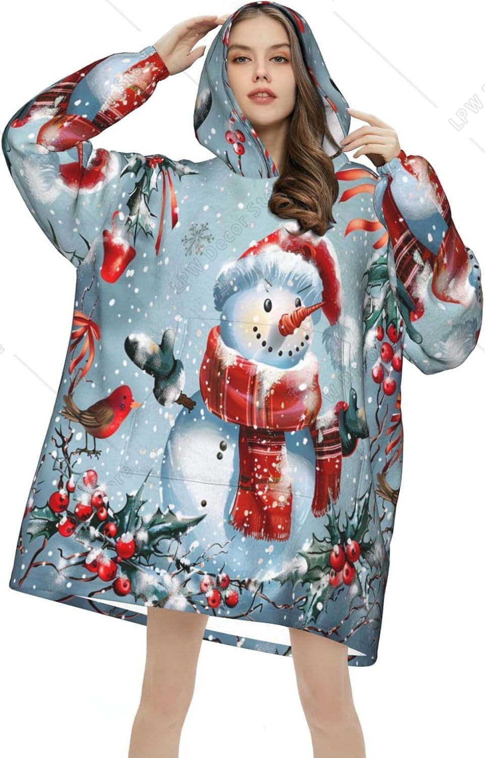 Selimut Hoodie Snowman Natal y - Sherpa Hoodie Fleece ulasan dan harga