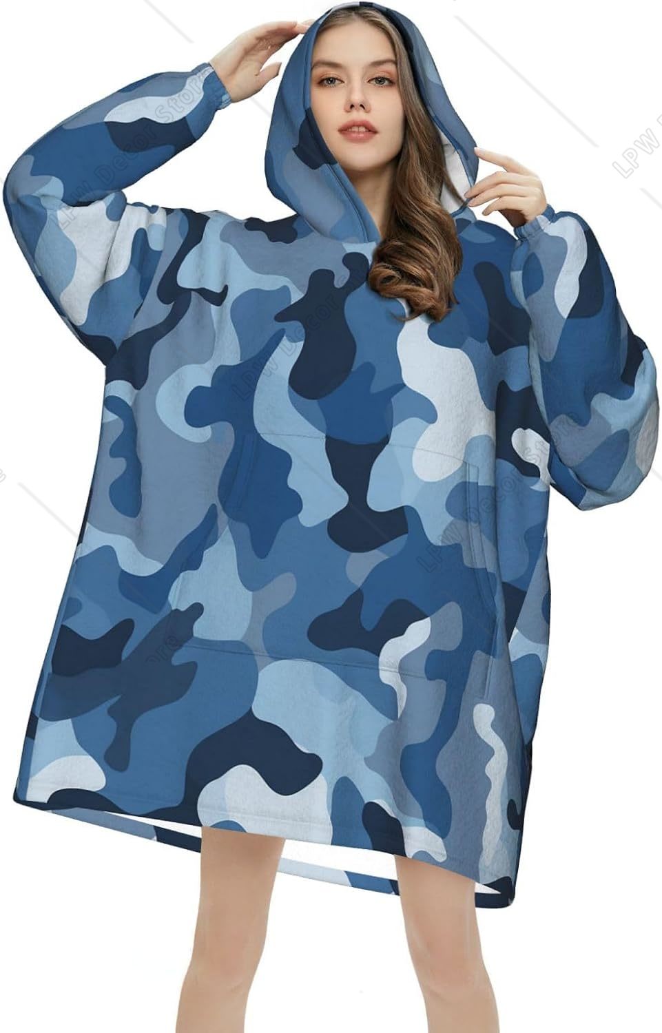 Hoodie Selimut Kamuflase Biru  - Sherpa Hoodie Fleece ulasan dan harga