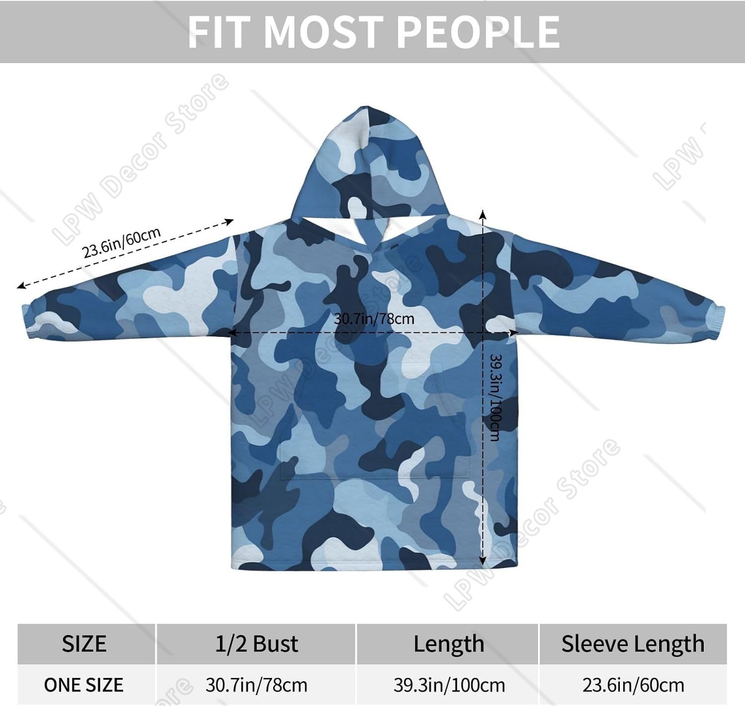 Hoodie Selimut Kamuflase Biru  - Sherpa Hoodie Fleece ulasan dan harga