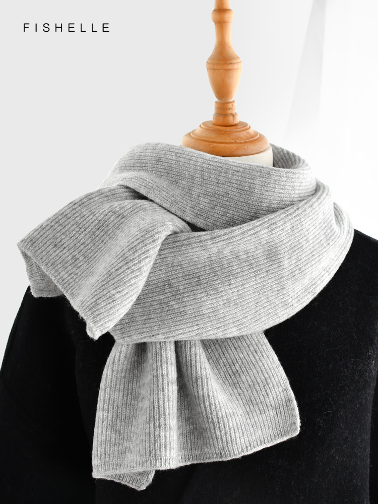 Syal rajut warna polos abu-abu - Wool Scarf Men ulasan dan harga