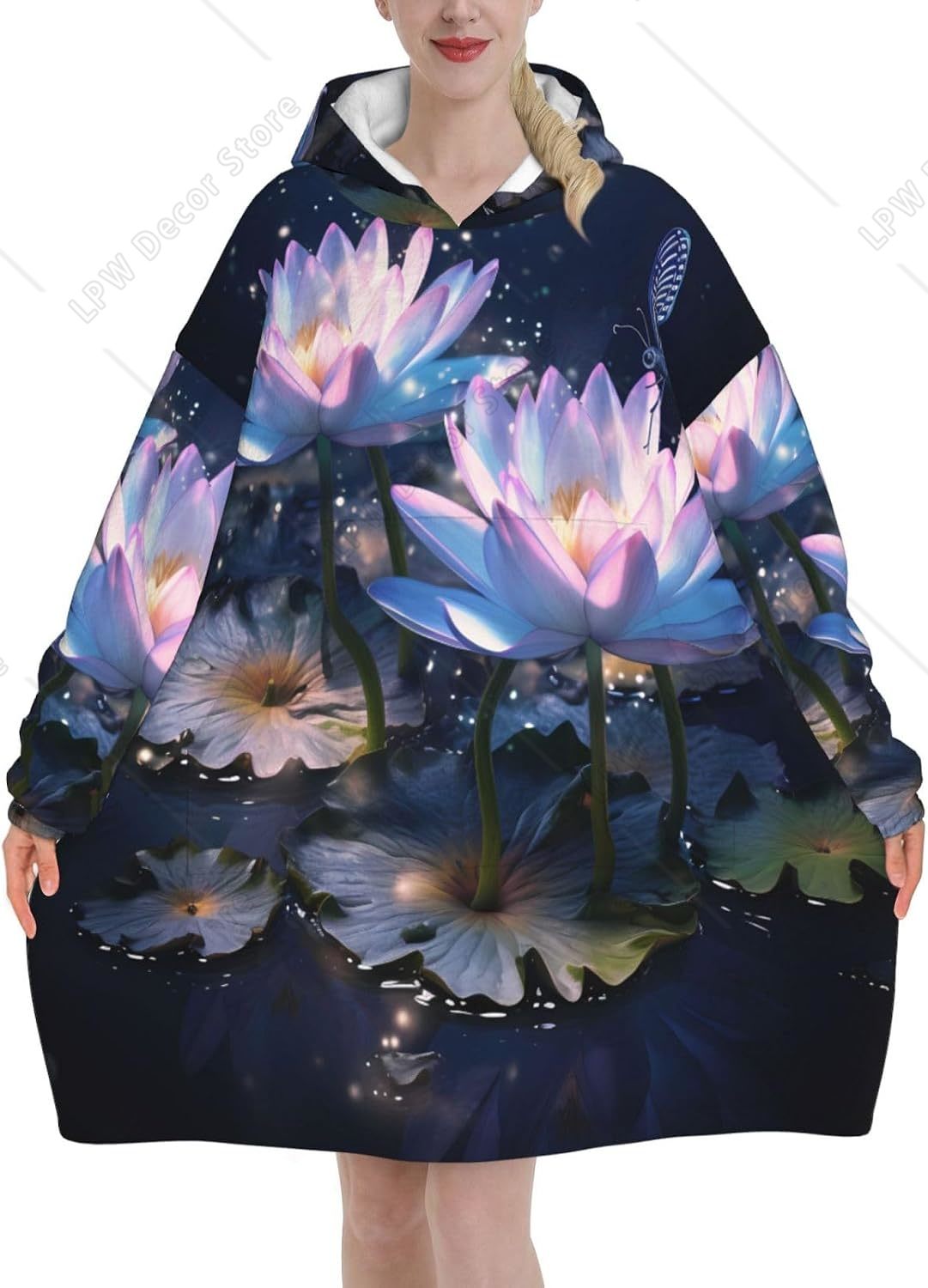 Selimut Hoodie Fantasi Bunga T - Sherpa Hoodie Fleece ulasan dan harga