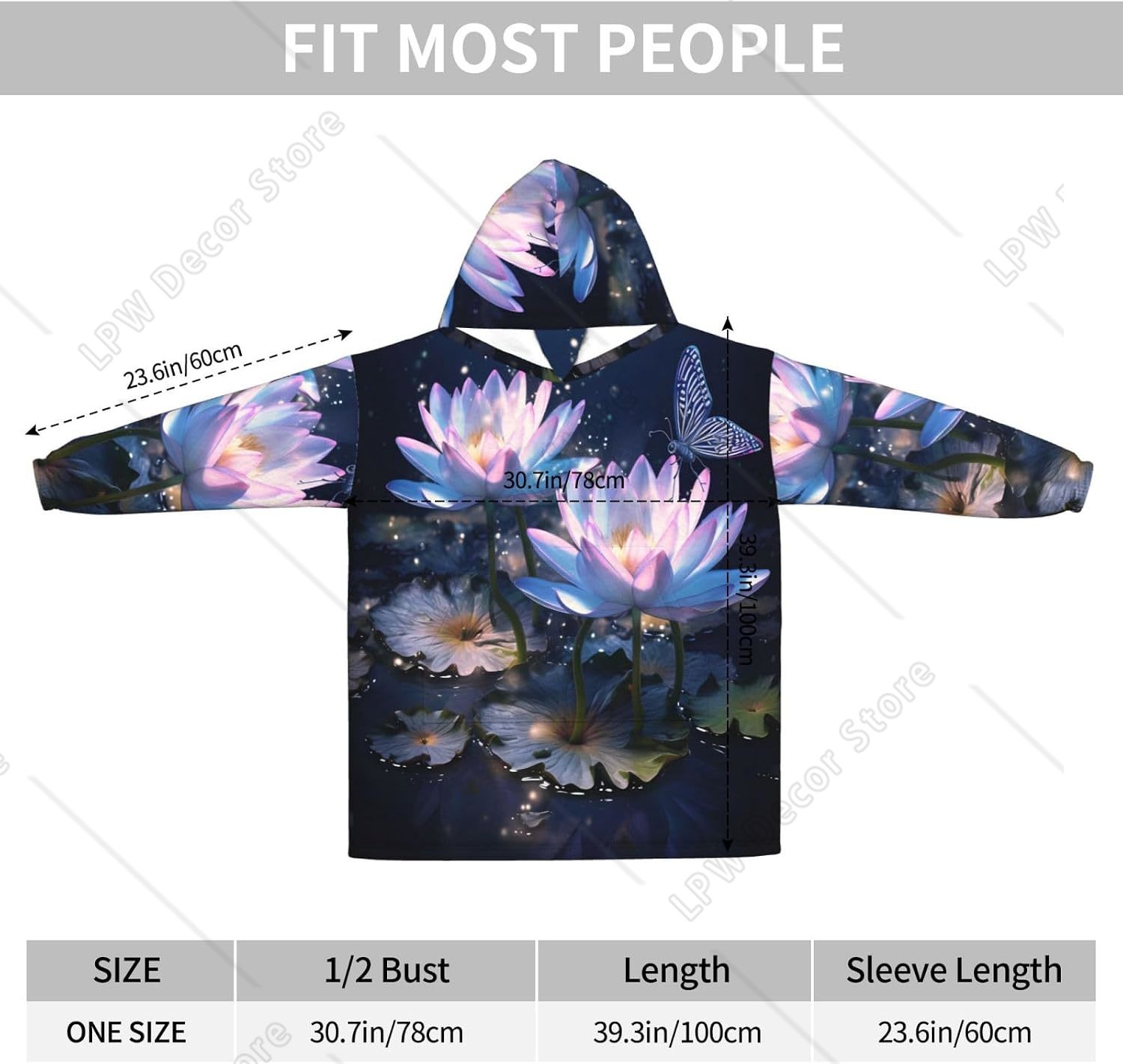 Selimut Hoodie Fantasi Bunga T - Sherpa Hoodie Fleece ulasan dan harga