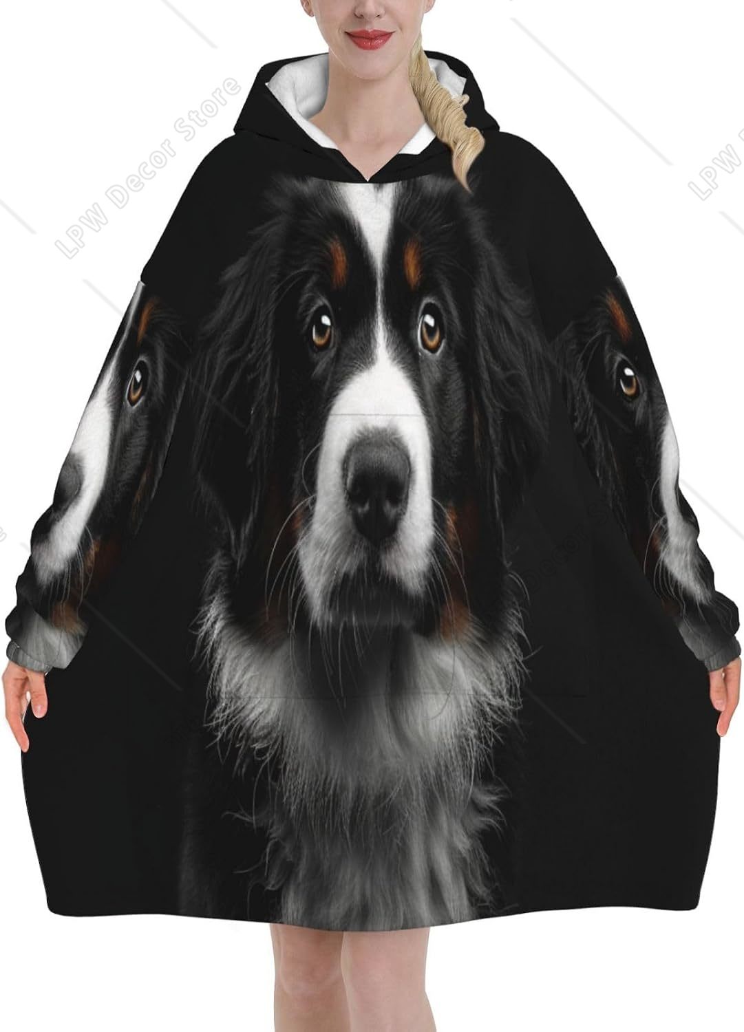 Selimut Hoodie Bernese Mountai - Sherpa Hoodie Fleece ulasan dan harga
