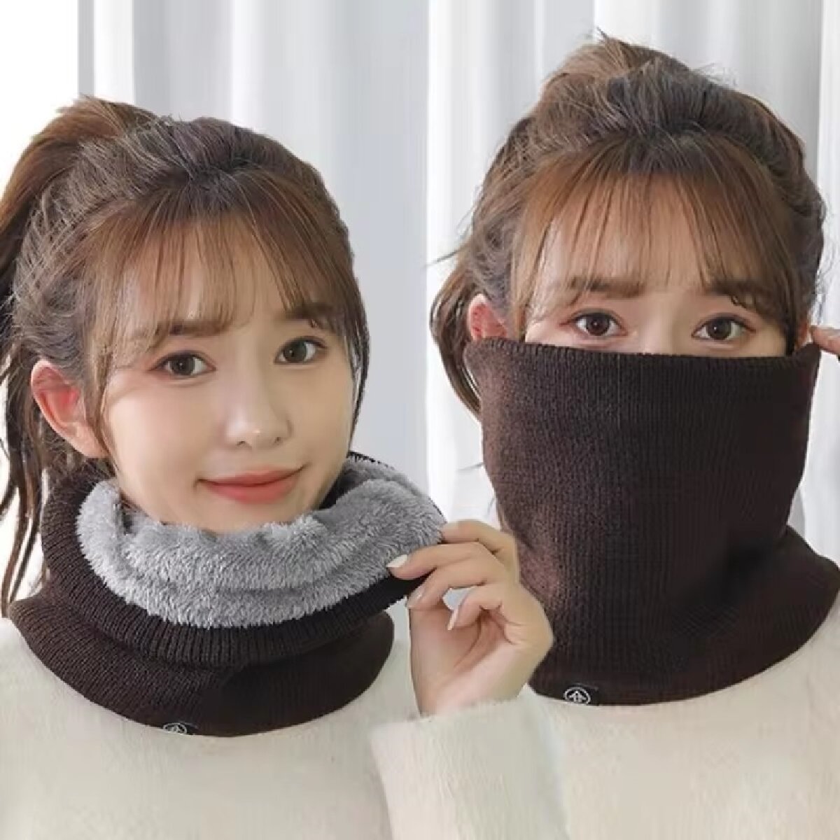 Syal wol rajut wanita, padat m - Neck Gaiter Fleece ulasan dan harga